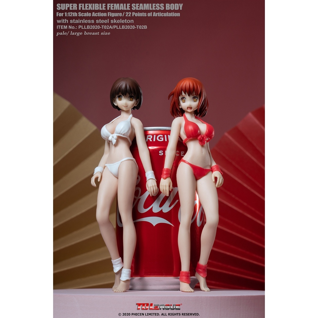 TBLeague T02A 1/12 Scale Female Seamless Body With Anime Head - Pale Large Breast Figure