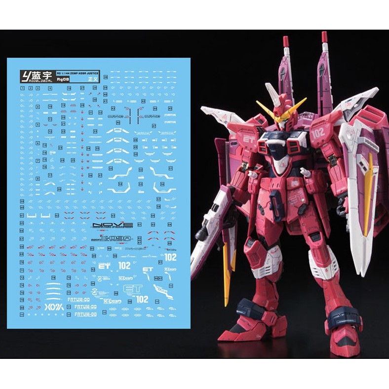 Decal nước dán mô hình Infinite Justice - Justice MG RG Custom các loại Water sticker