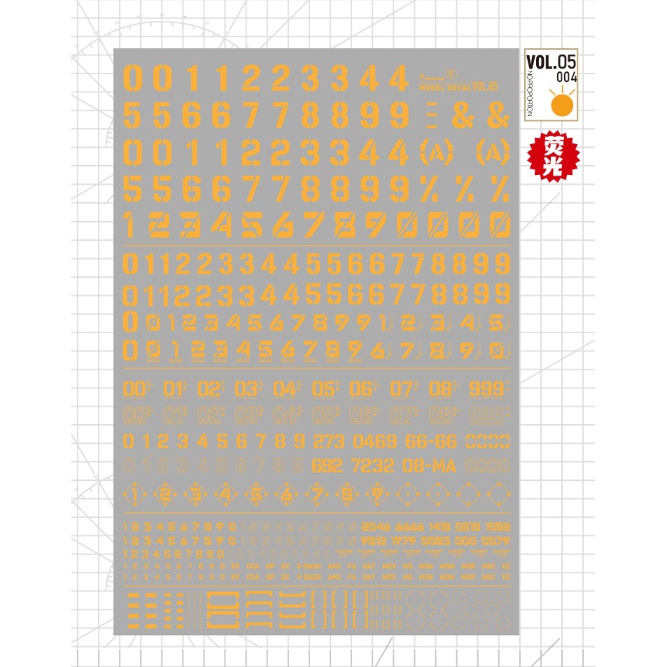 Decal nước Hobby Mio Vol5 Vol6 chữ số huỳnh quang UV Word Number các loại dán mô hình