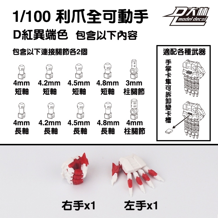 Phụ kiện đôi tay động móng vuốt 1/100 CLAWS HAND SET cho các loại gundam MG dalin model