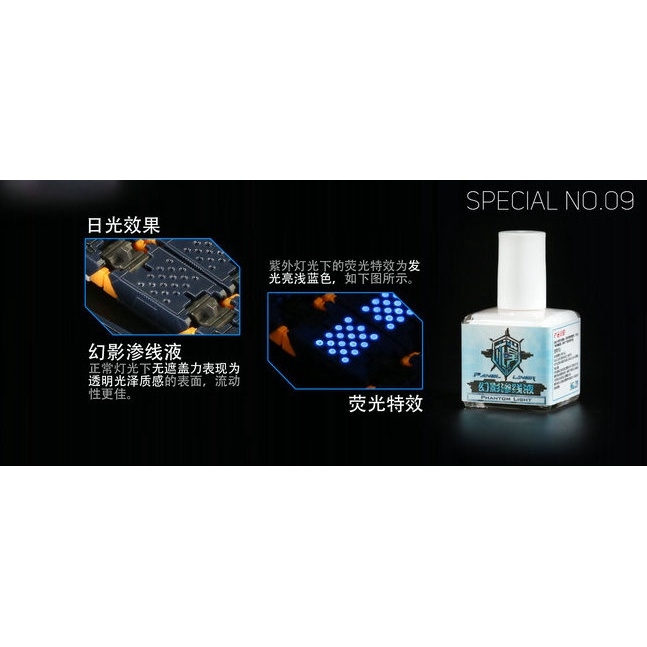 Dụng cụ QW sơn kẻ panel line phát sáng huỳnh quang UV Fluorescent Color 18ml cho mô hình