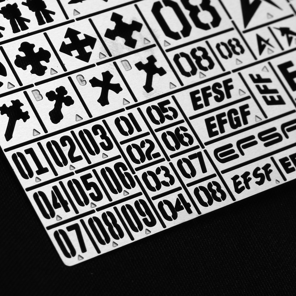 Dụng cụ ALEXEN AJ0077 Metal masking logo số chữ UC gundam AF EFSF Record Number Logo