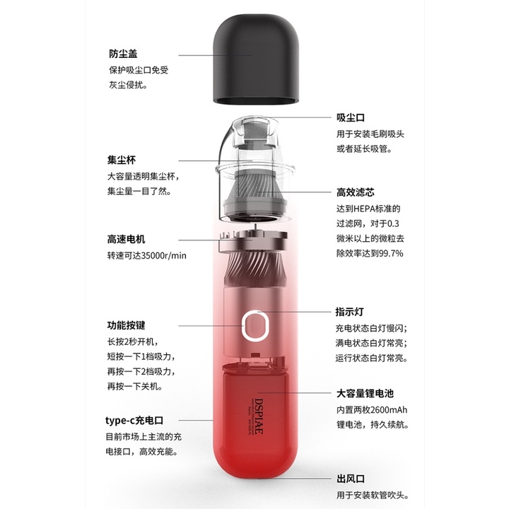 Máy hút bụi Dspiae mini cầm tay cho mô hình tool portable handheld vacuum cleaner HC-V