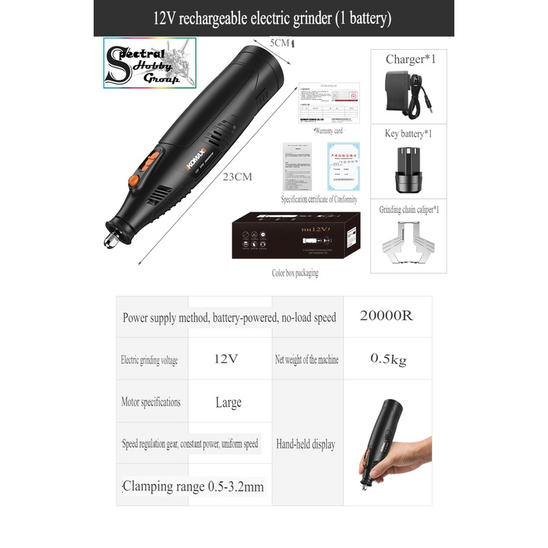 Dụng cụ KOMAX máy điêu khắc Mini cầm tay không dây Mài cắt khoan đánh bóng động cơ mạnh mẽ