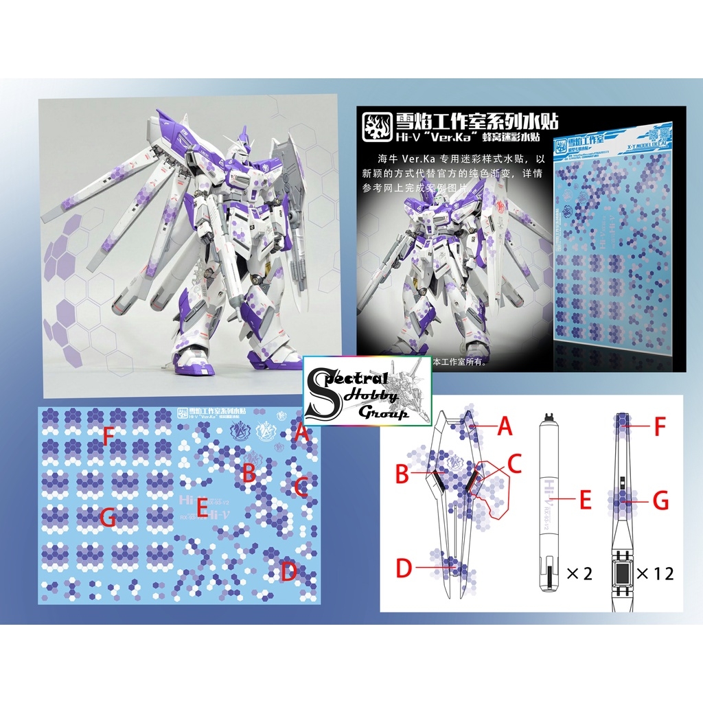 Decal nước dán mô hình MG Hi-Nu RX93 HiNu | Nu | HWS Gundam MB Water stickers