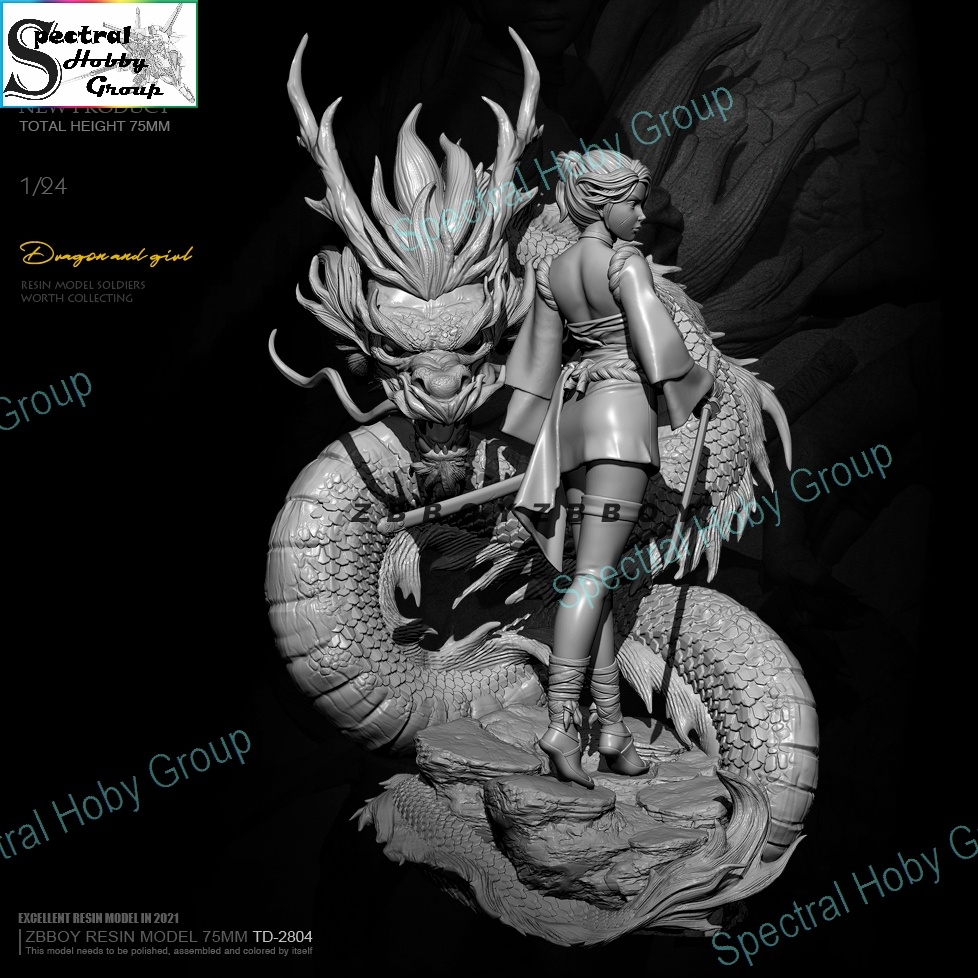 Mô hình nhựa Resin 75mm Dragon Girl TD2804