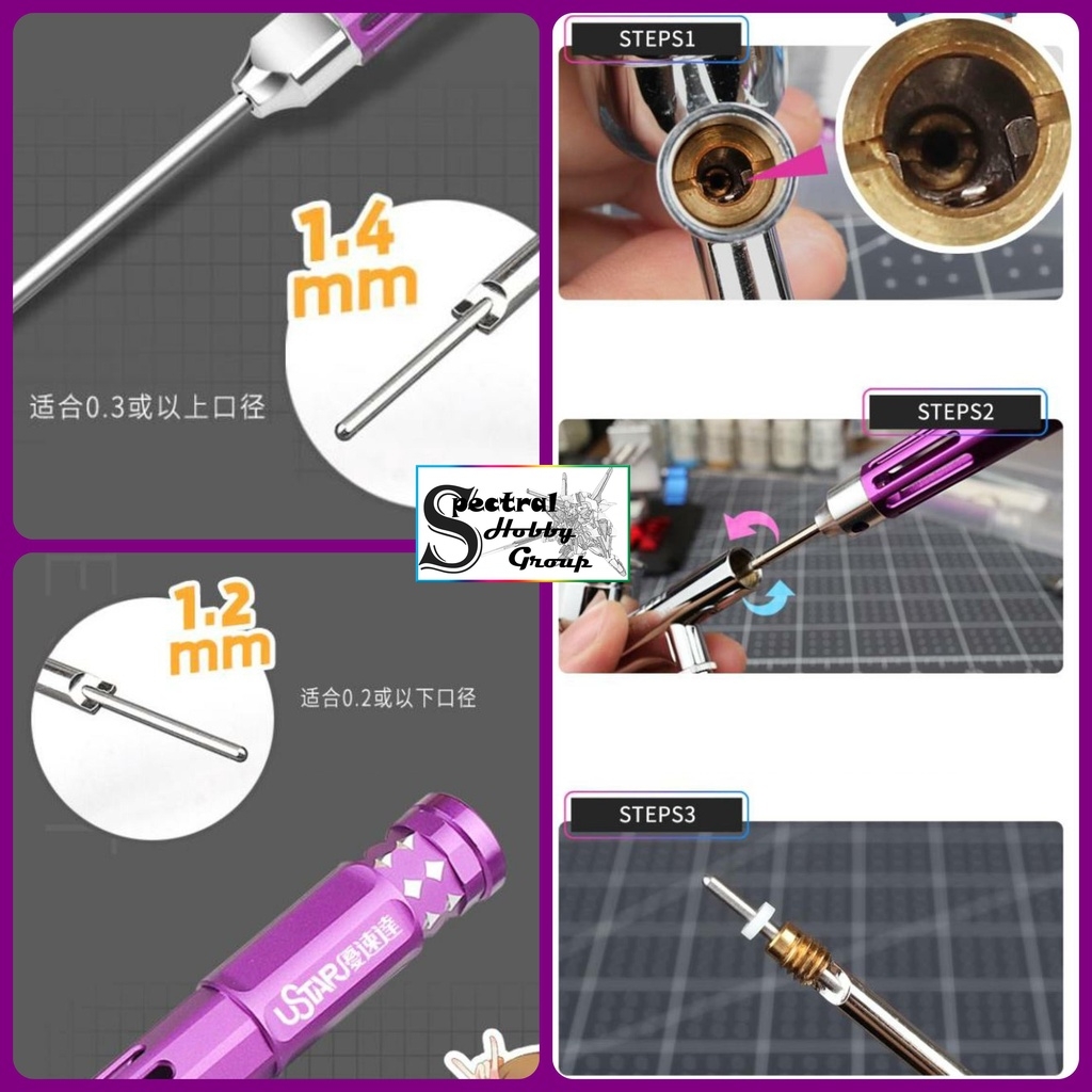 Bộ dụng cụ vệ sinh bảo dưỡng sửa chữa bút sơn airbrush cao cấp ustar Cleaning Deep Care UA-90094