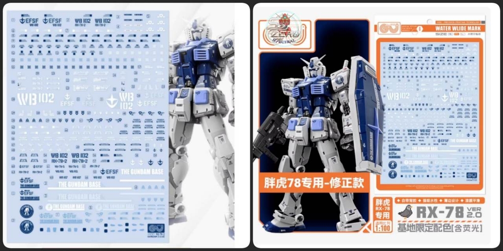 Decal nước dán mô hình MG RG RX-78-2 2.0 RGU 1/144 1/100 các loại Water sticker