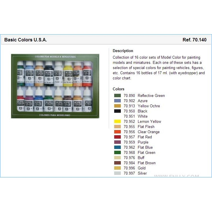 Bộ sơn mô hình AV Vallejo model color set 16 color các loại