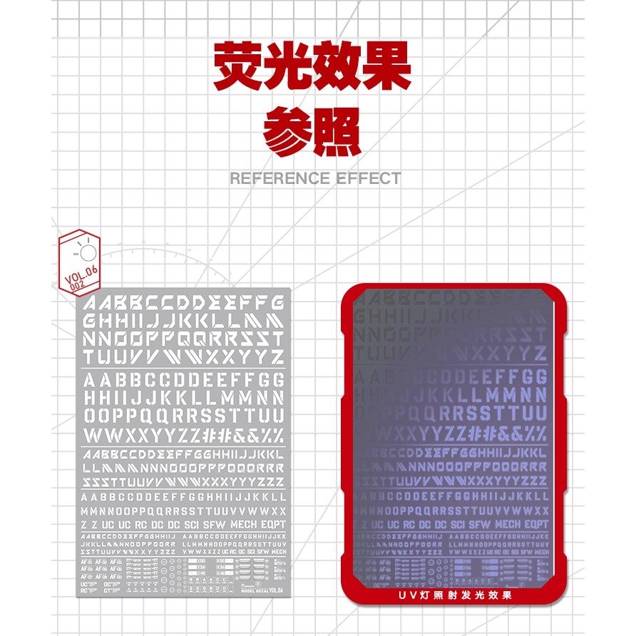 Decal nước Hobby Mio Vol5 Vol6 chữ số huỳnh quang UV Word Number các loại dán mô hình