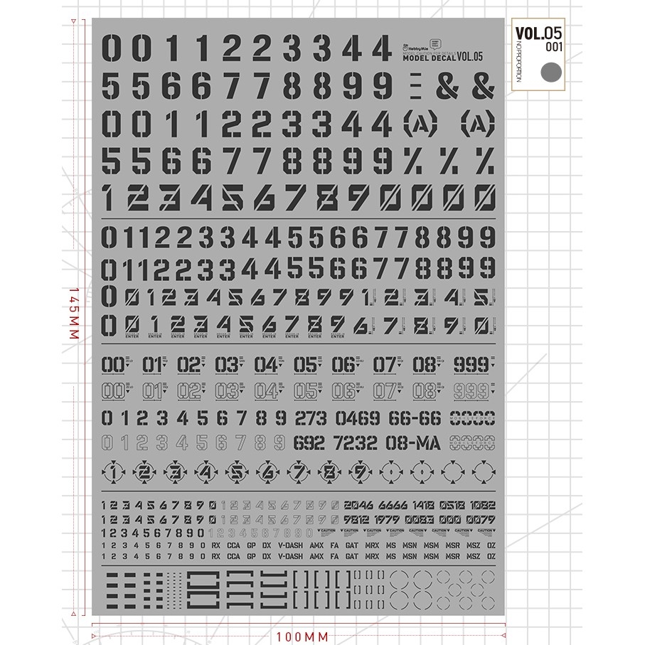 Decal nước Hobby Mio Vol5 Vol6 chữ số huỳnh quang UV Word Number các loại dán mô hình