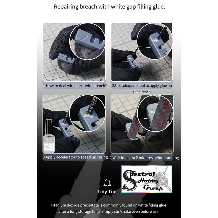 Dụng cụ Dspiae PUTTY BP-S trám sửa mô hình Black / White Liquid Seamless Soil filling Accelerator