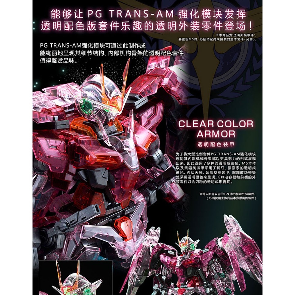 Phụ kiện lắp ráp PG 1/60 Clear color body for Trans am 00 Raiser gundam bandai