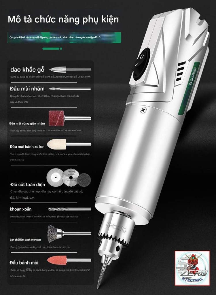 Máy khoan mài điêu khắc đánh bóng cầm tay đảo chiều DEGUQMNT Mini Electric Drill Grinder MNT998518