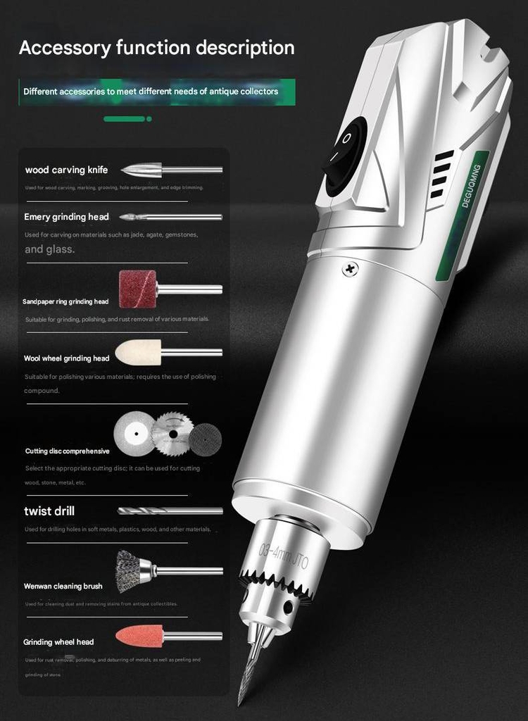 Máy khoan mài điêu khắc đánh bóng cầm tay đảo chiều DEGUQMNT Mini Electric Drill Grinder MNT998518