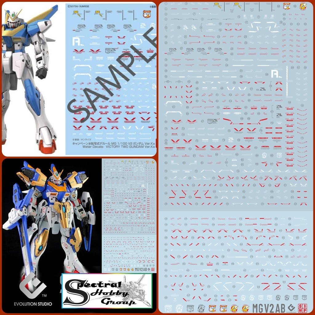 Decal nước dán mô hình MG HG Victory gundam V2 V2AB các loại Water sticker
