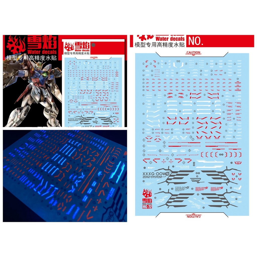 Decal nước dán mô hình Wing zero custom EW ver ka PG MG RG HG Gundam Water sticker