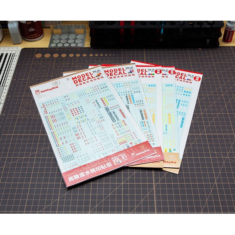 Decal nước dán mô hình Vol1 MHG số chữ huỳnh quang UV Warning Caution number Hobby Mio các loại