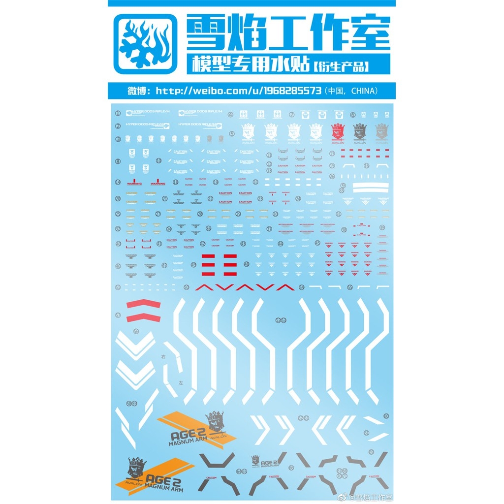 Decal nước dán mô hình MG AGE AGE-2 Magnum AGE2 GLANSA các loại - Water sticker