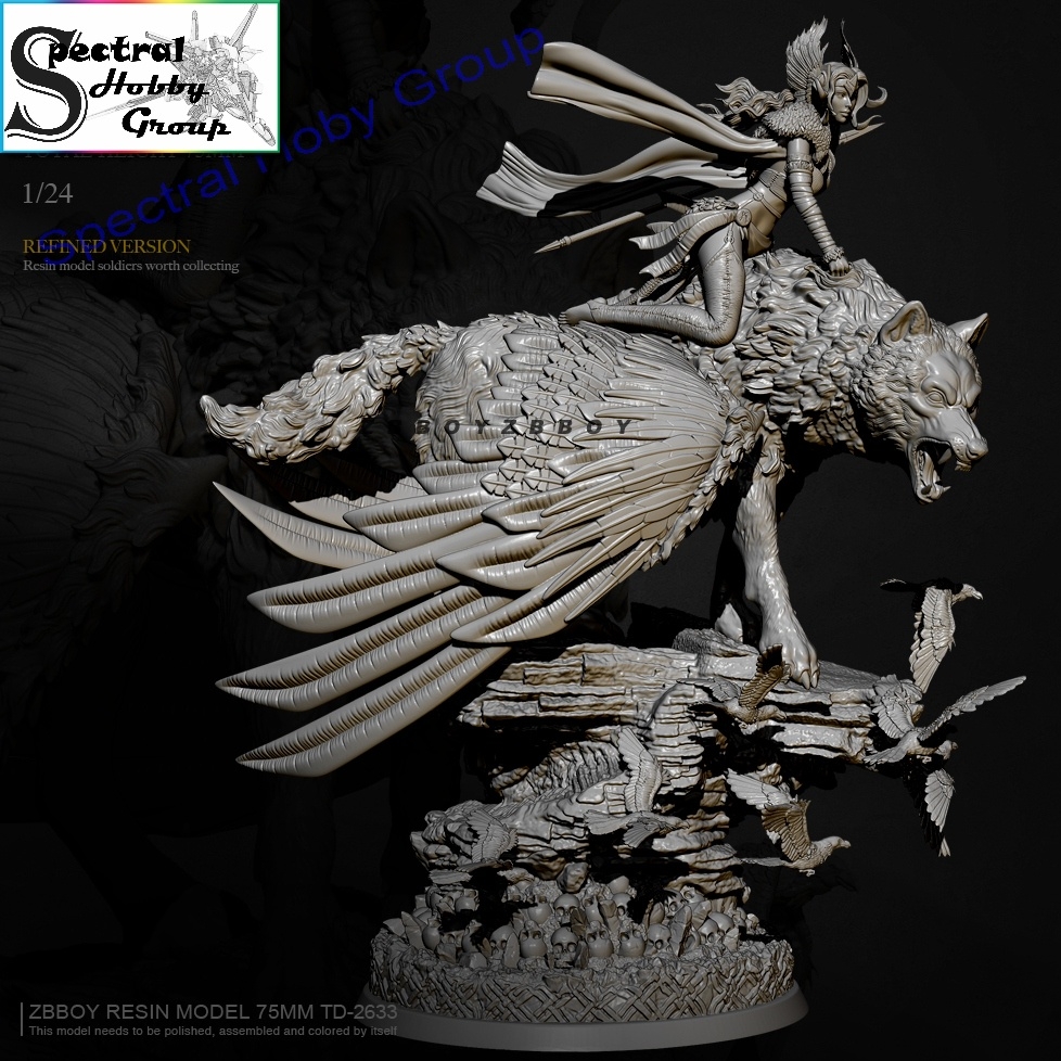 Mô hình nhựa Resin 75mm Flying Wolf Goddess Soldier TD2633