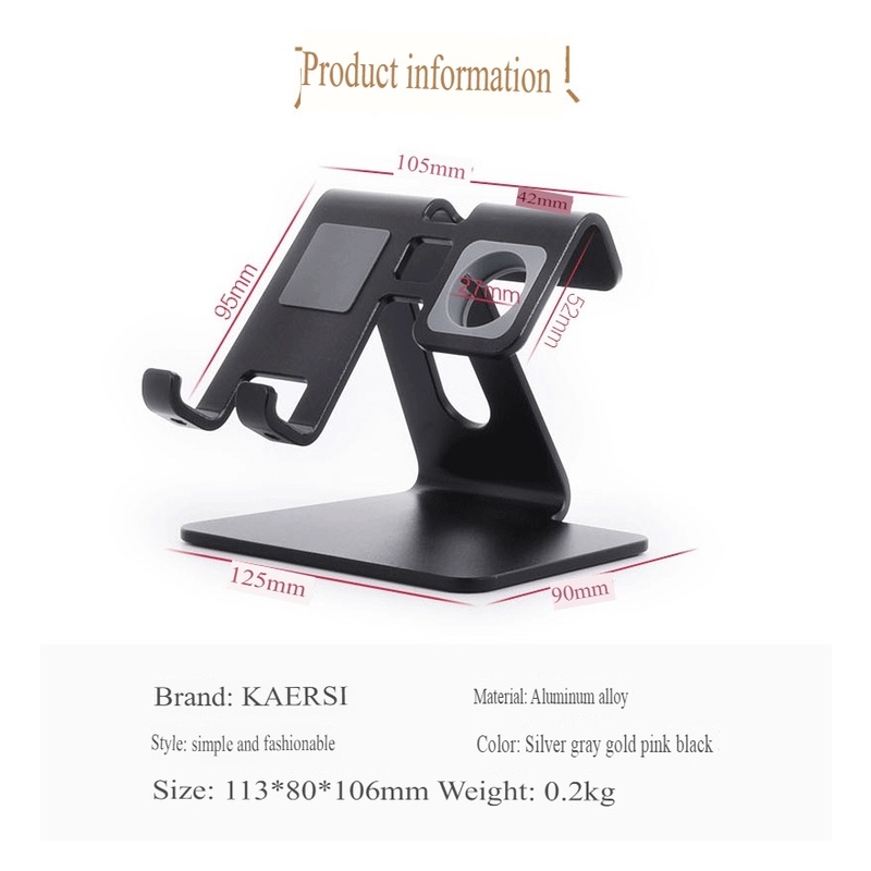 Giá Đỡ Điện Thoại Máy Tính Bảng Đồng hồ 2IN1 metal K2 KAERSI Iphone iWatch Charging Dock Stand