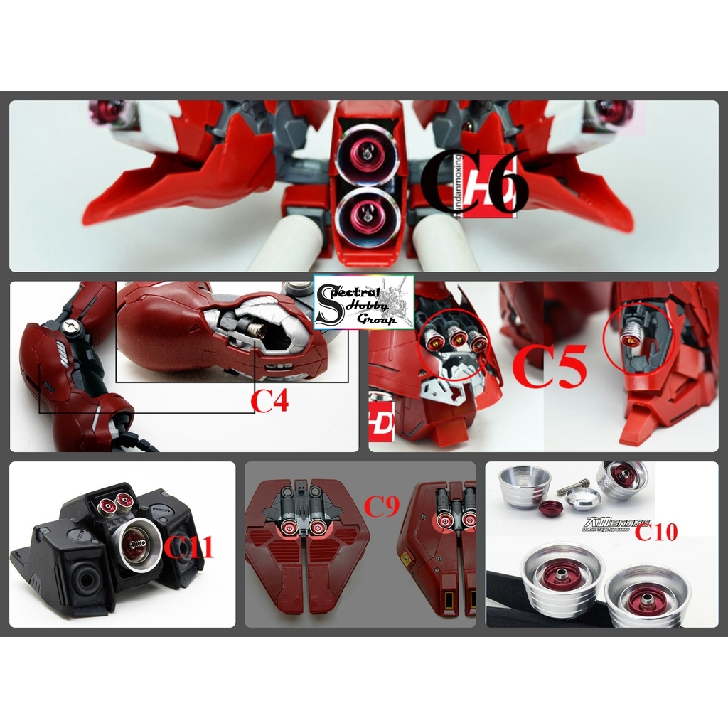 Phụ kiện độ custom metal part cho mô hình - bộ đẩy ống xả spout thruster cho Gundam Metal Nozzle C1-C11