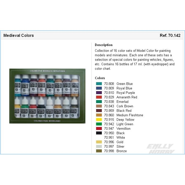 Bộ sơn mô hình AV Vallejo model color set 16 color các loại