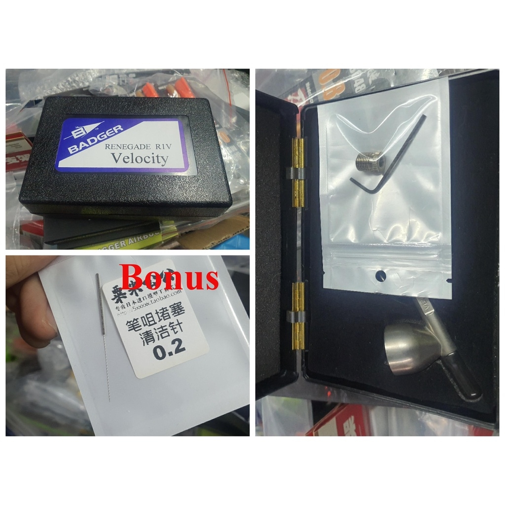 Bút sơn mô hình Airbrush Badger R1V Renegade Velocity (Tặng vệ sinh đầu bút nozzle)