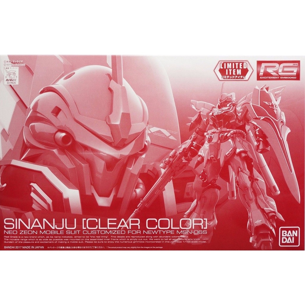 Mô hình lắp ráp RG 1/144 Sinanju Clear Color Gundam Expo Bandai Limited
