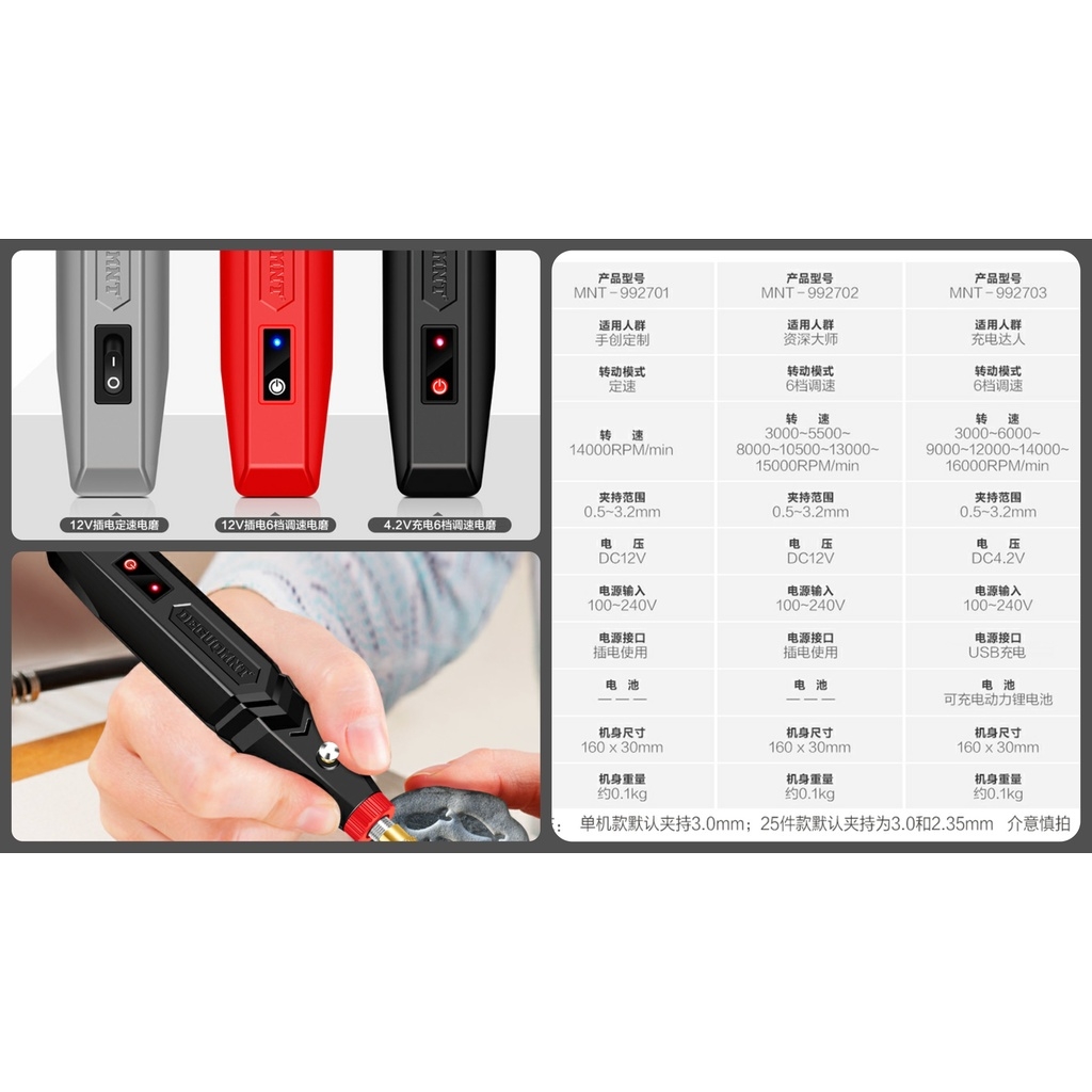 Máy khoan mài cầm tay không dây mini DEGUQMNT 6 cấp độ Rechargeable Wireless Lithium Electric Grinding MNT992703