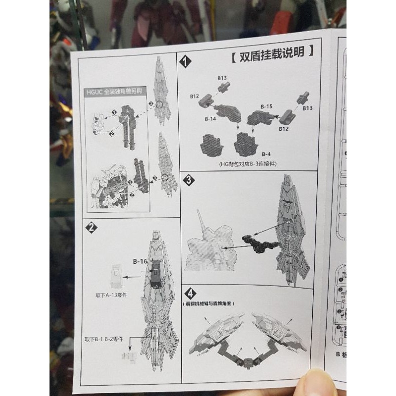 Phụ kiện lắp ráp Perfect DE Enhanced Shield x3 + bộ kết nối + 3 action base figure cho 1/144 HG RG Unicorn