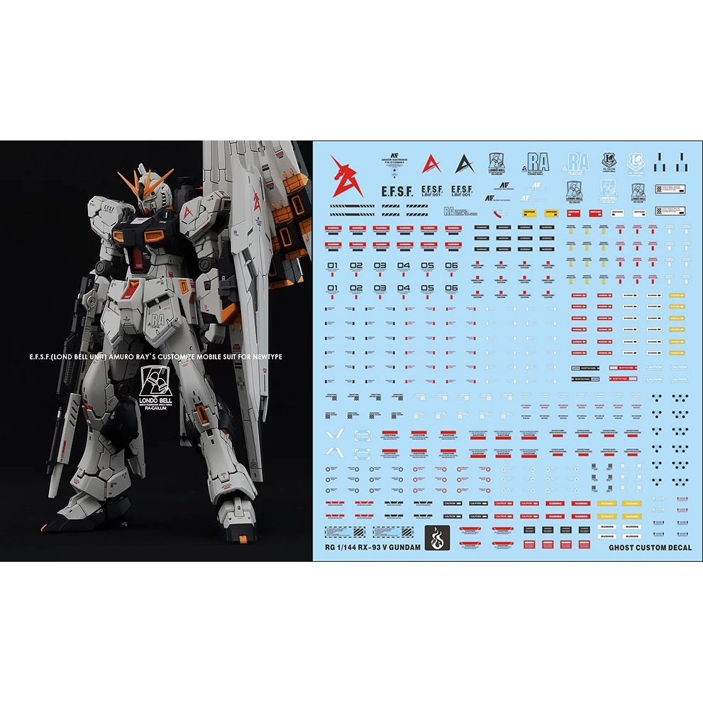 Decal nước dán mô hình RG HG NU RX93 HWS Water sticker