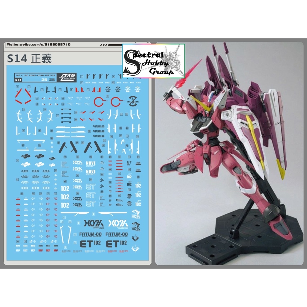 Decal nước dán mô hình Infinite Justice - Justice MG RG Custom các loại Water sticker