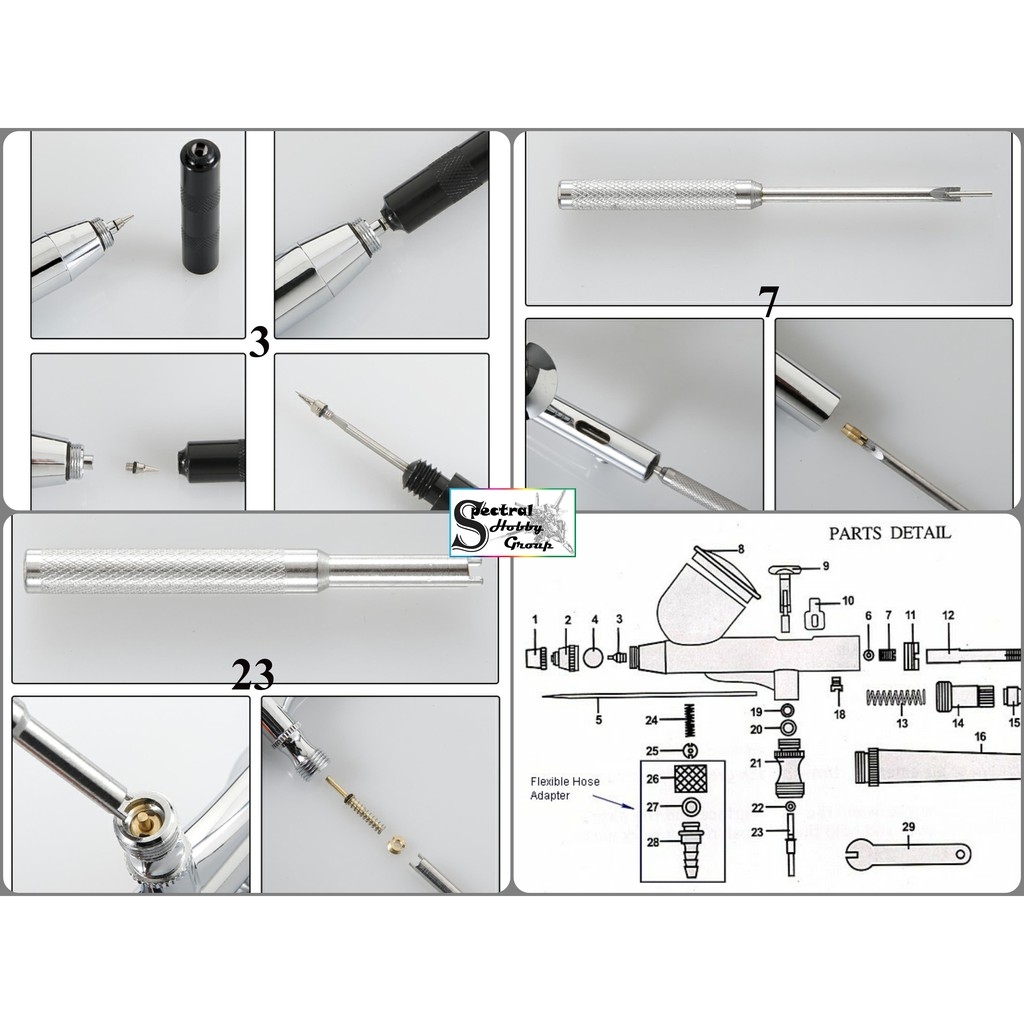 Bộ dụng cụ vệ sinh bảo dưỡng sửa chữa bút sơn airbrush pen cleaning maintenance tools