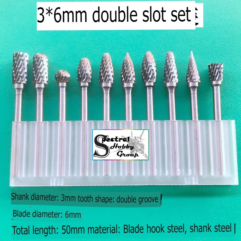 Bộ mũi đầu mài dũa hợp kim vonfram chuôi 3mm 6mm điêu khắc lũa sắt gỗ nhựa Tungsten rotary alloy grinding head