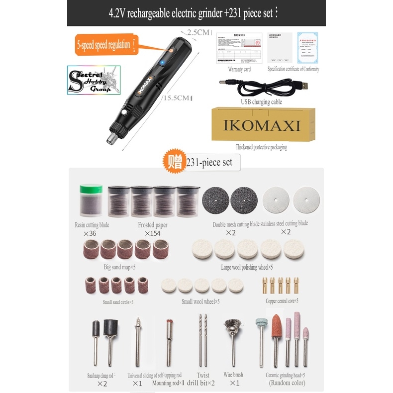 Dụng cụ KOMAX máy điêu khắc Mini cầm tay không dây Mài cắt khoan đánh bóng động cơ mạnh mẽ