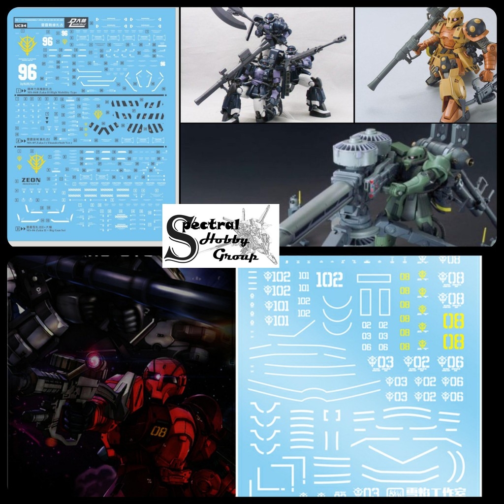 Decal nước dán mô hình Zaku II | Zaku Thunderbolt MG HG GTO các loại Water sticker