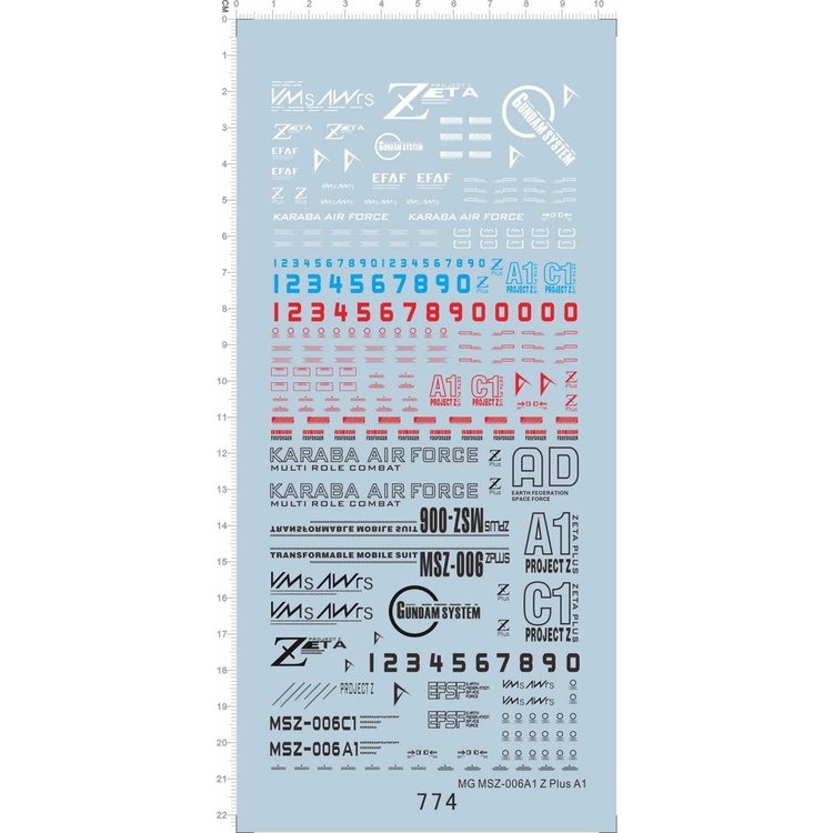 Decal nước dán mô hình Zeta PLUS A1 C1 Z3 Red ver.ka PG MG RG HG các loại Water sticker