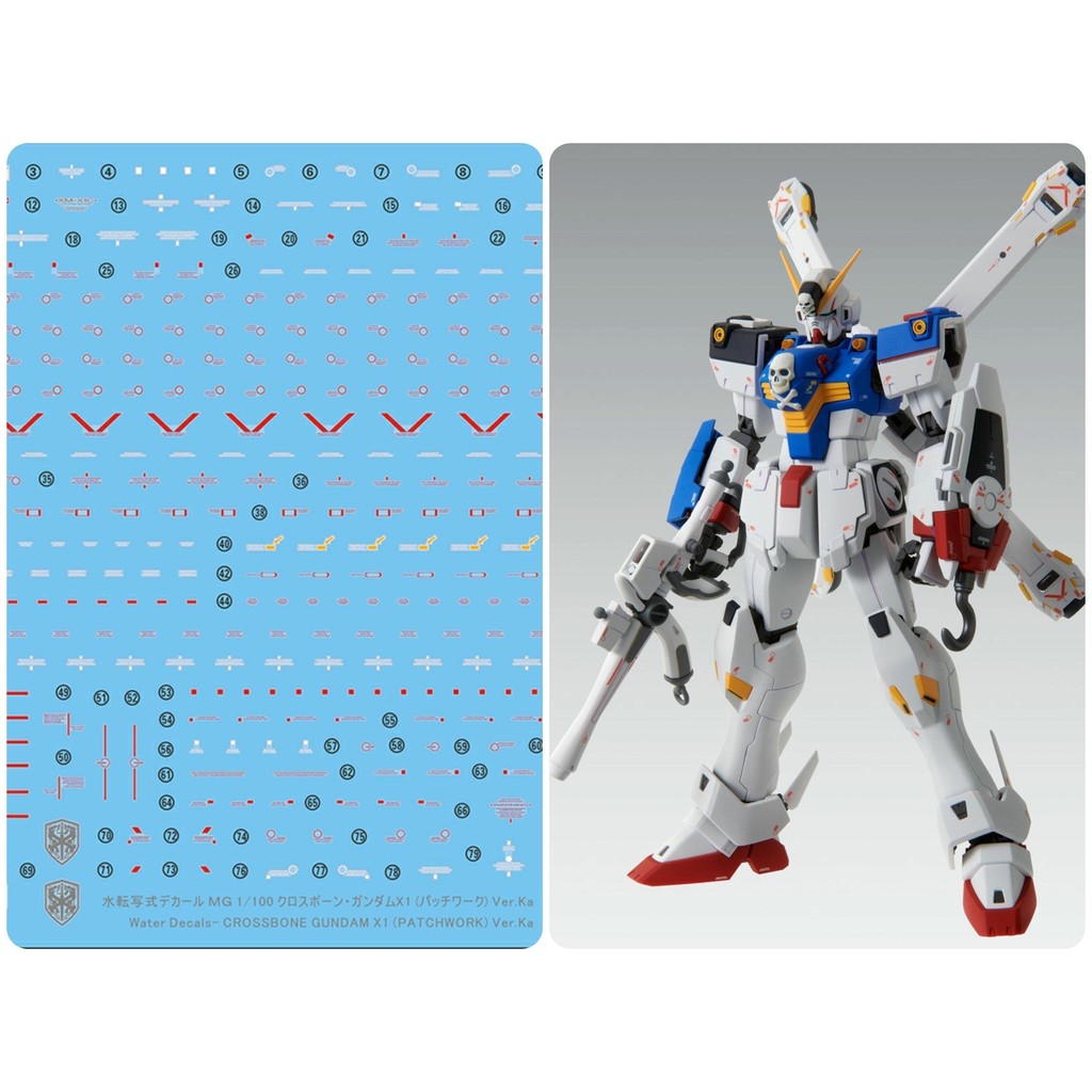 Decal nước dán mô hình Gundam Crossbone X1 Full Cloth X2 X3 MG HG RG metallic Water sticker