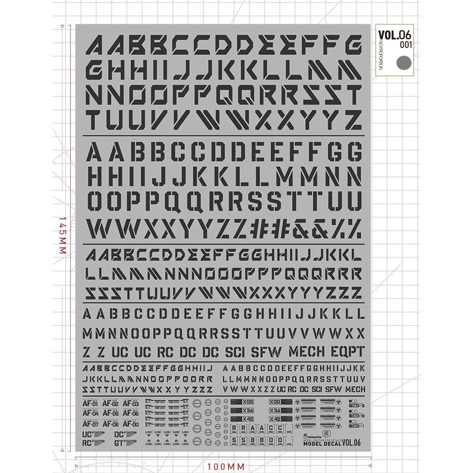 Decal nước Hobby Mio Vol5 Vol6 chữ số huỳnh quang UV Word Number các loại dán mô hình