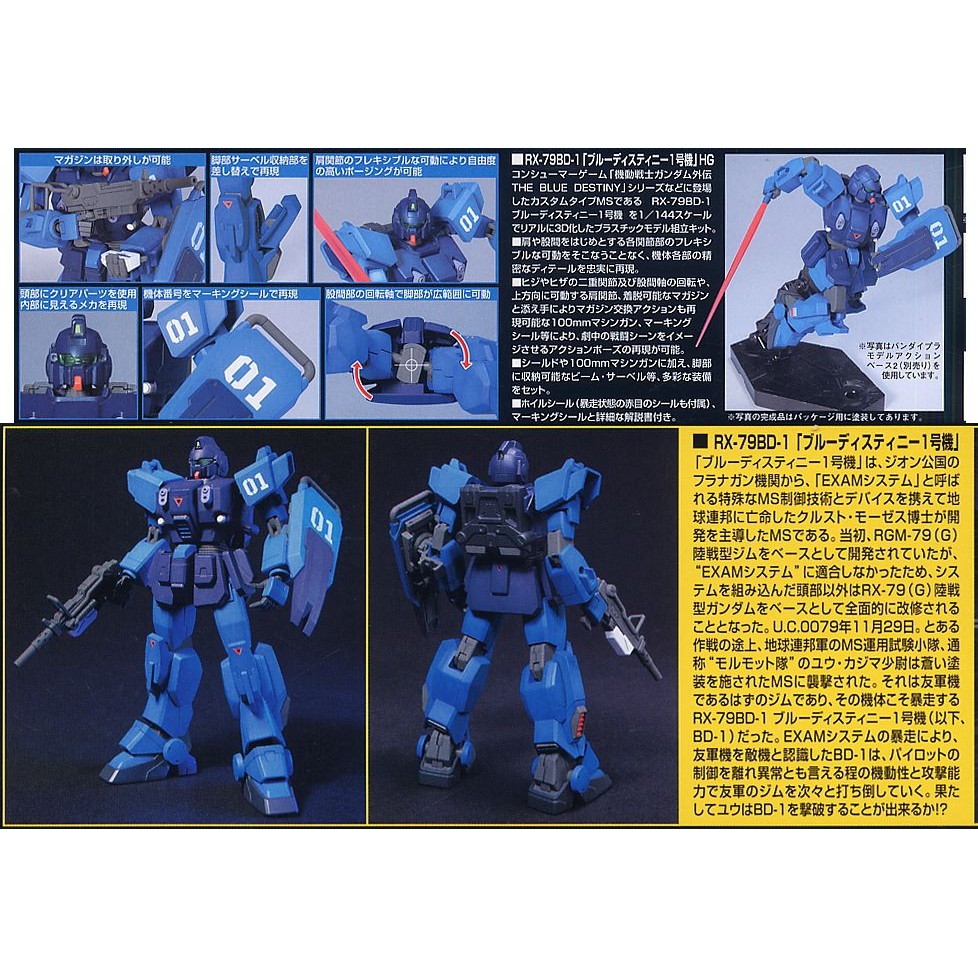Mô hình lắp ráp HG 1/144 RX-79BD Blue Destiny Unit 1 2 3 HGUC bandai