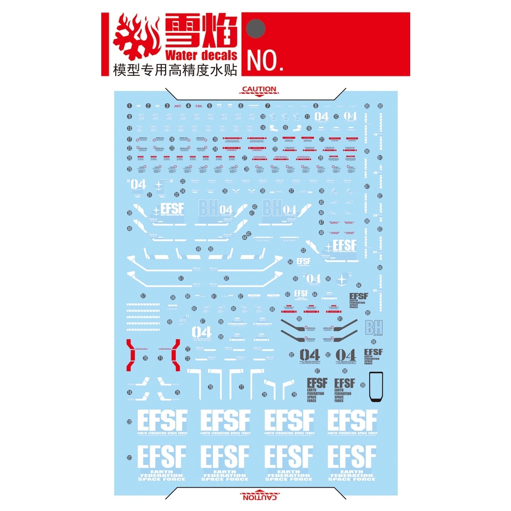 Decal nước dán mô hình FA78 Full Armor Thunderbolt FA-78 HG MG các loại Water sticker