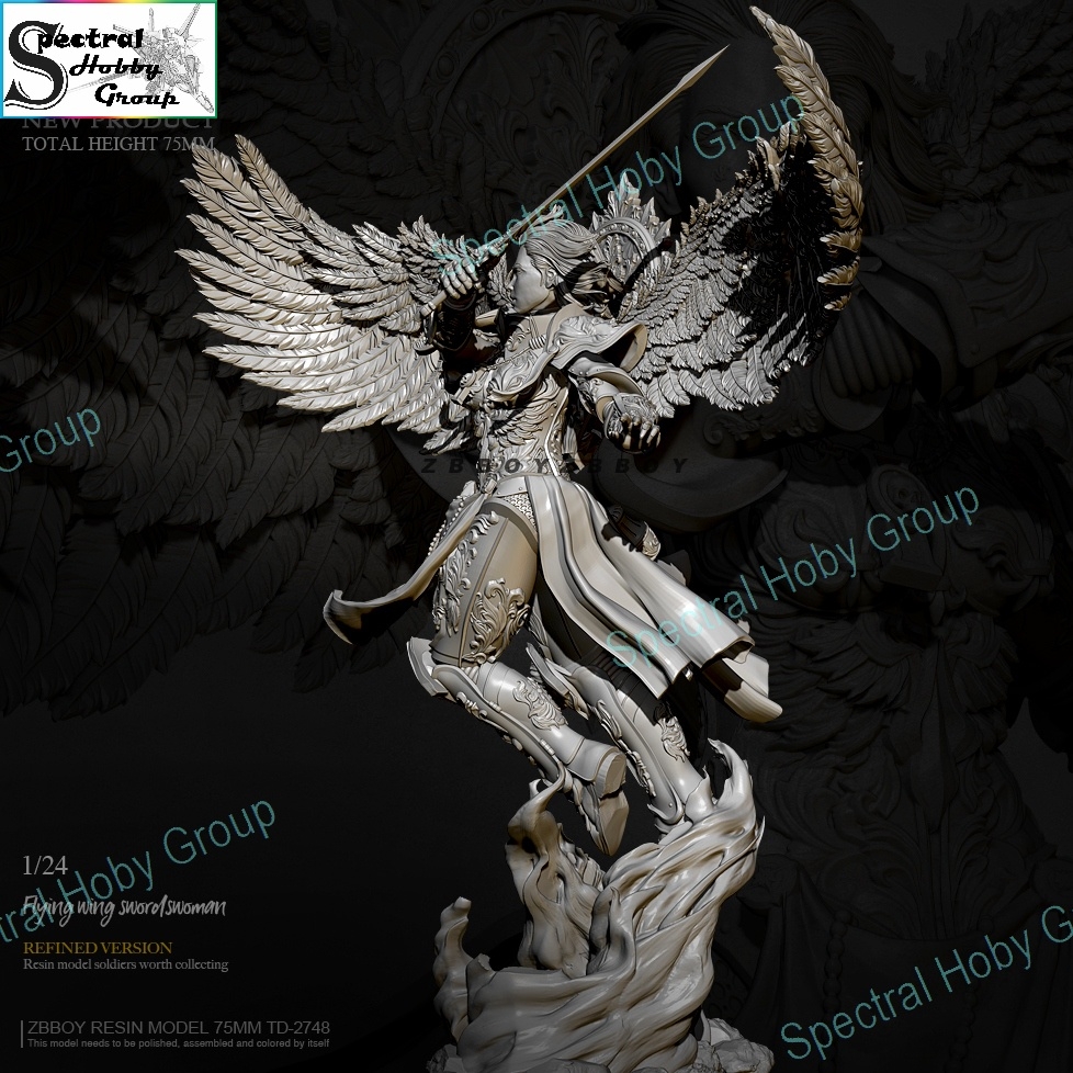 Mô hình Resin Female Quest flying wing sword woman warrior TD2748 75mm
