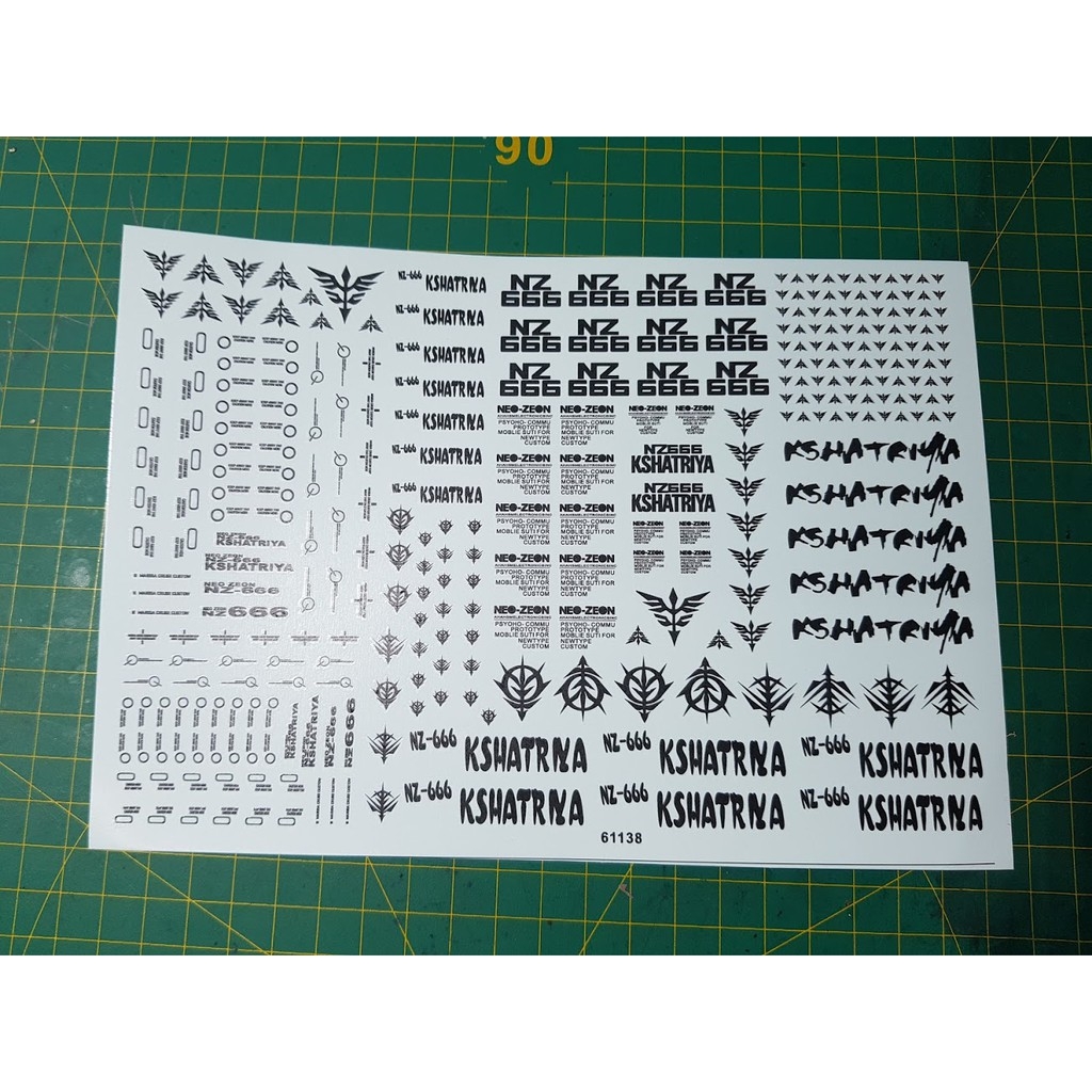 Decal nước dán mô hình MG HG Kshatriya - Water Sticker Tool hobby