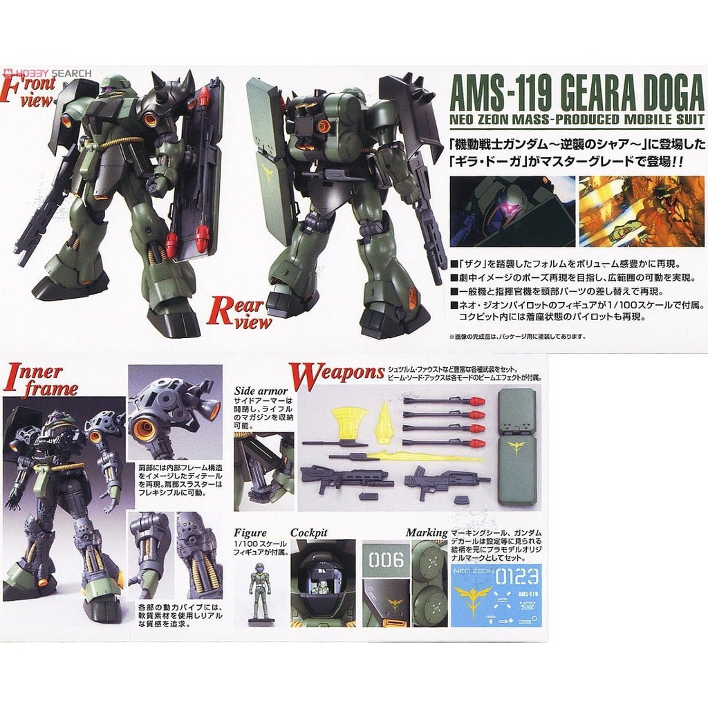 Mô hình lắp ráp MG 1/100 AMS-119 Geara Doga bandai