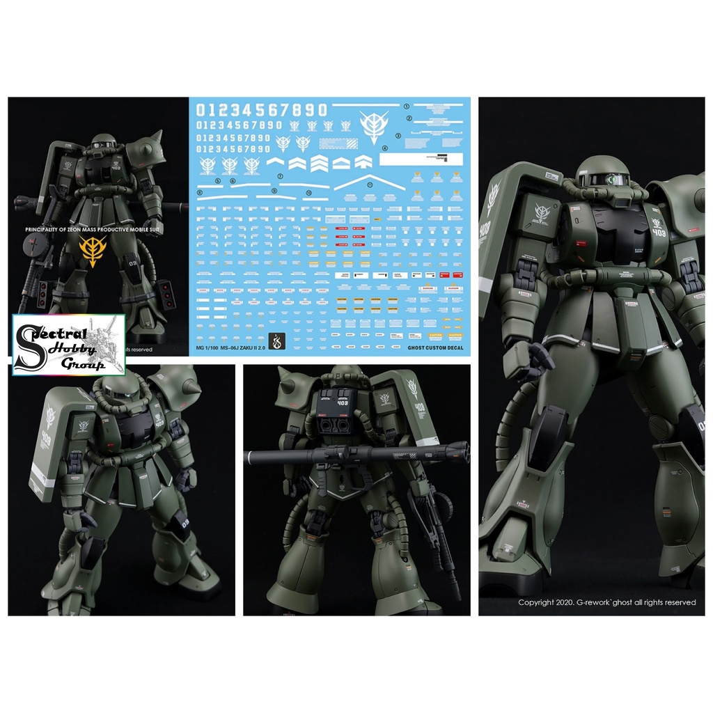 Decal nước dán mô hình Zaku UC các loại PG MG RG HG 1/48 phantom black tri stars matsunaga Water sticker