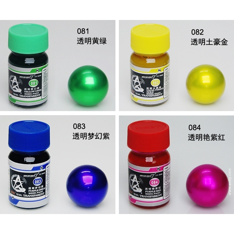 Sơn mô hình Gaia Sunin màu Candy Clear Fluorescent color red Orange Blue Yellow Purple Green paint lacquer