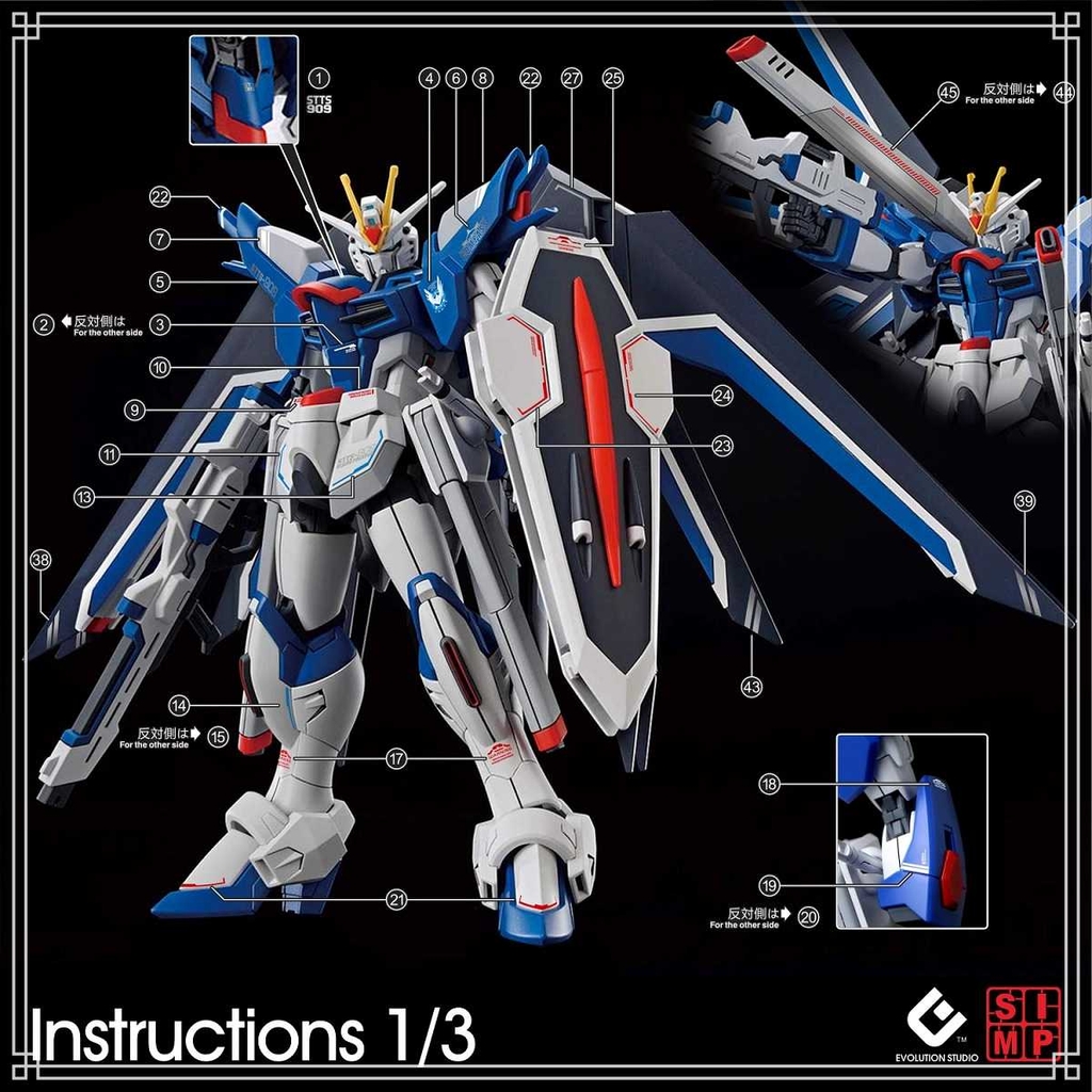 Decal nước dán mô hình RG HG FREEDOM - Rising Freedom Gundam các loại Water sticker