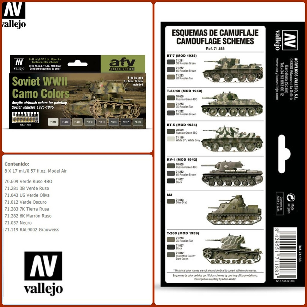 Bộ sơn AV Vallejo model color set 8 color màu quân sự màu da skintone các loại ...