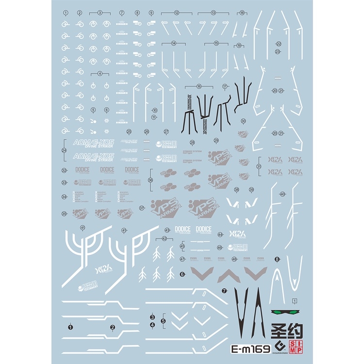 Decal nước dán mô hình MG TESTAMENT GUNDAM Out Frame D Covenant Water Sticker